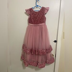 Shein Pink Sequin Tulle Dress girls size 7